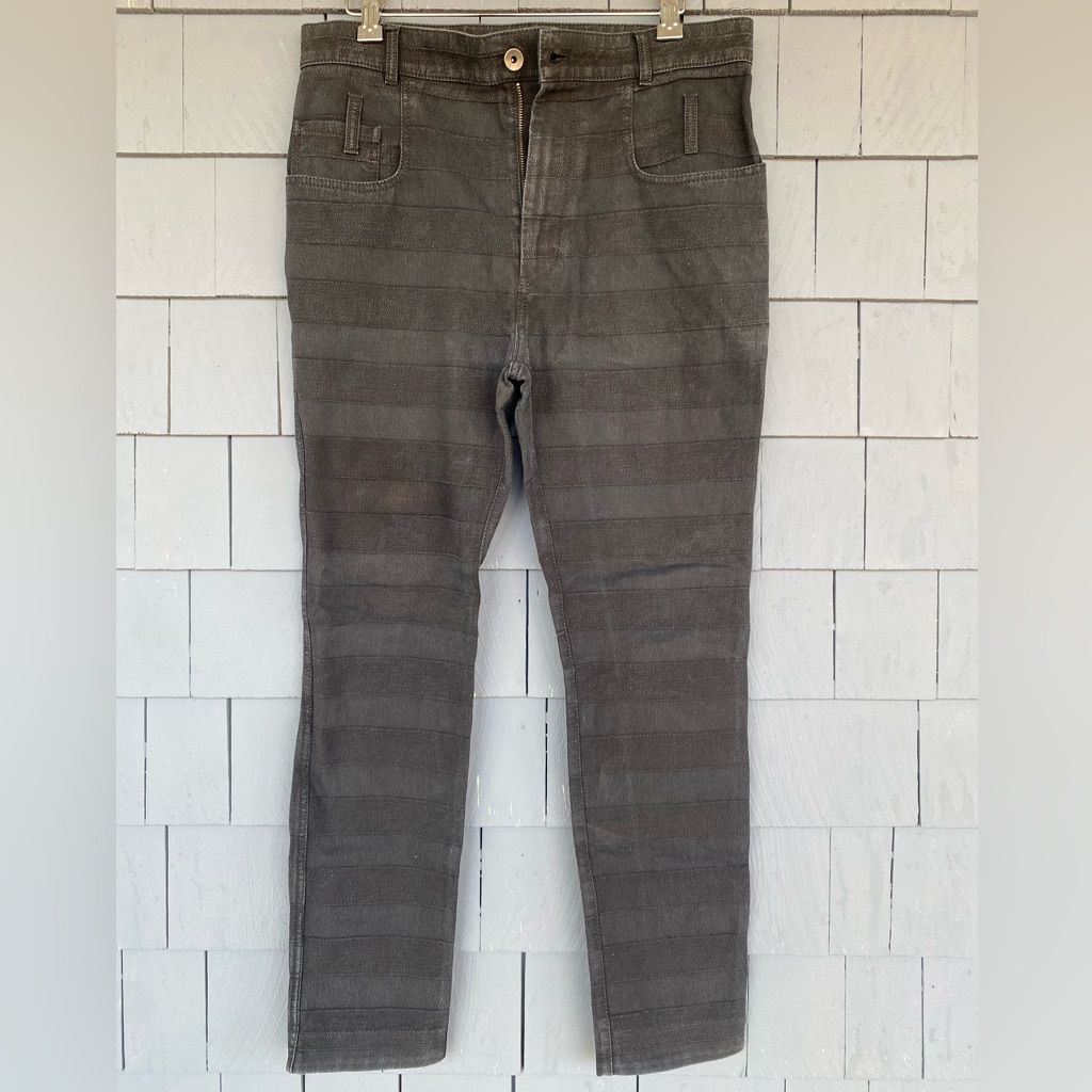 Mens Haider Ackermann Black Horizontal Stripe Cotton Linen Jeans Xs Extra Small